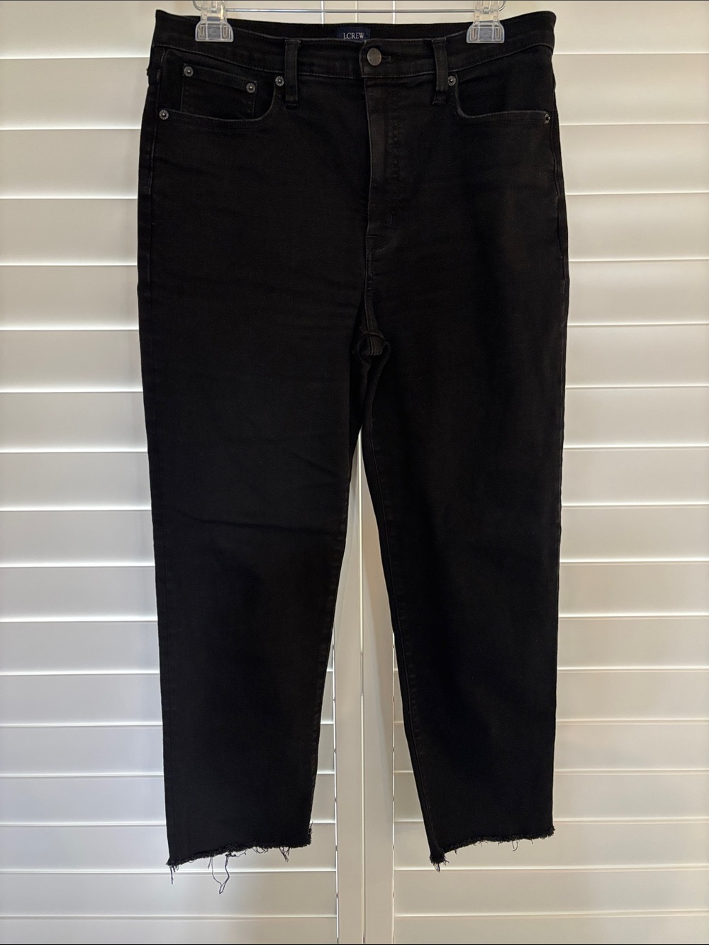J. Crew Black Straight-Leg Jeans with Raw Hem